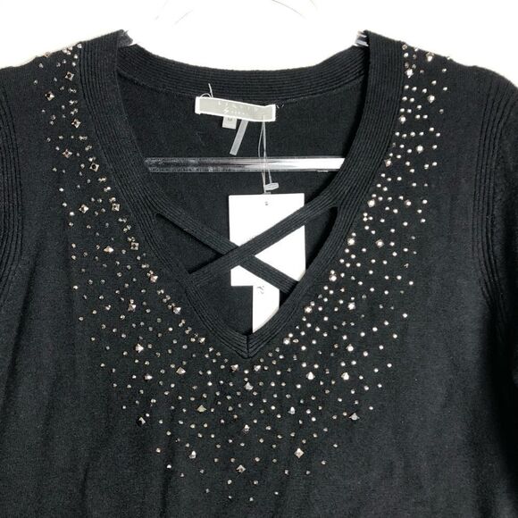 Liquid by Sioni Black Bling criss-cross sweater - Picture 2 of 5